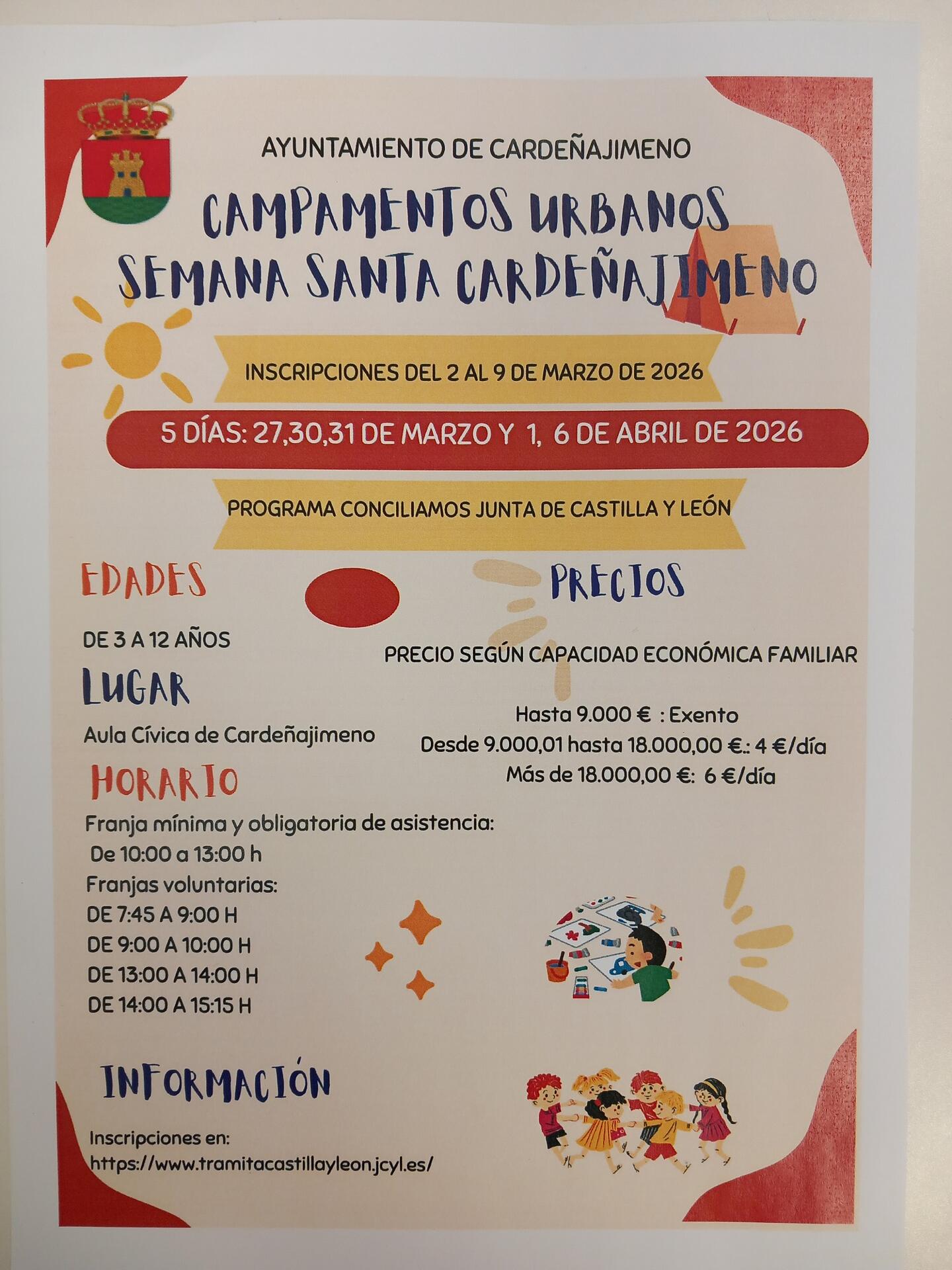 CAMPAMENTOS SEMANA SANTA 2026 - CARDEÑAJIMENO - PROGRAMA CONCILIAMOS JCYL 